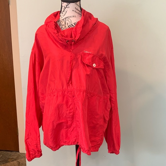 Vintage 80s Red Lightweight Anorak Windbreaker/Top Approx. Women’s Large or XL - Picture 1 of 13